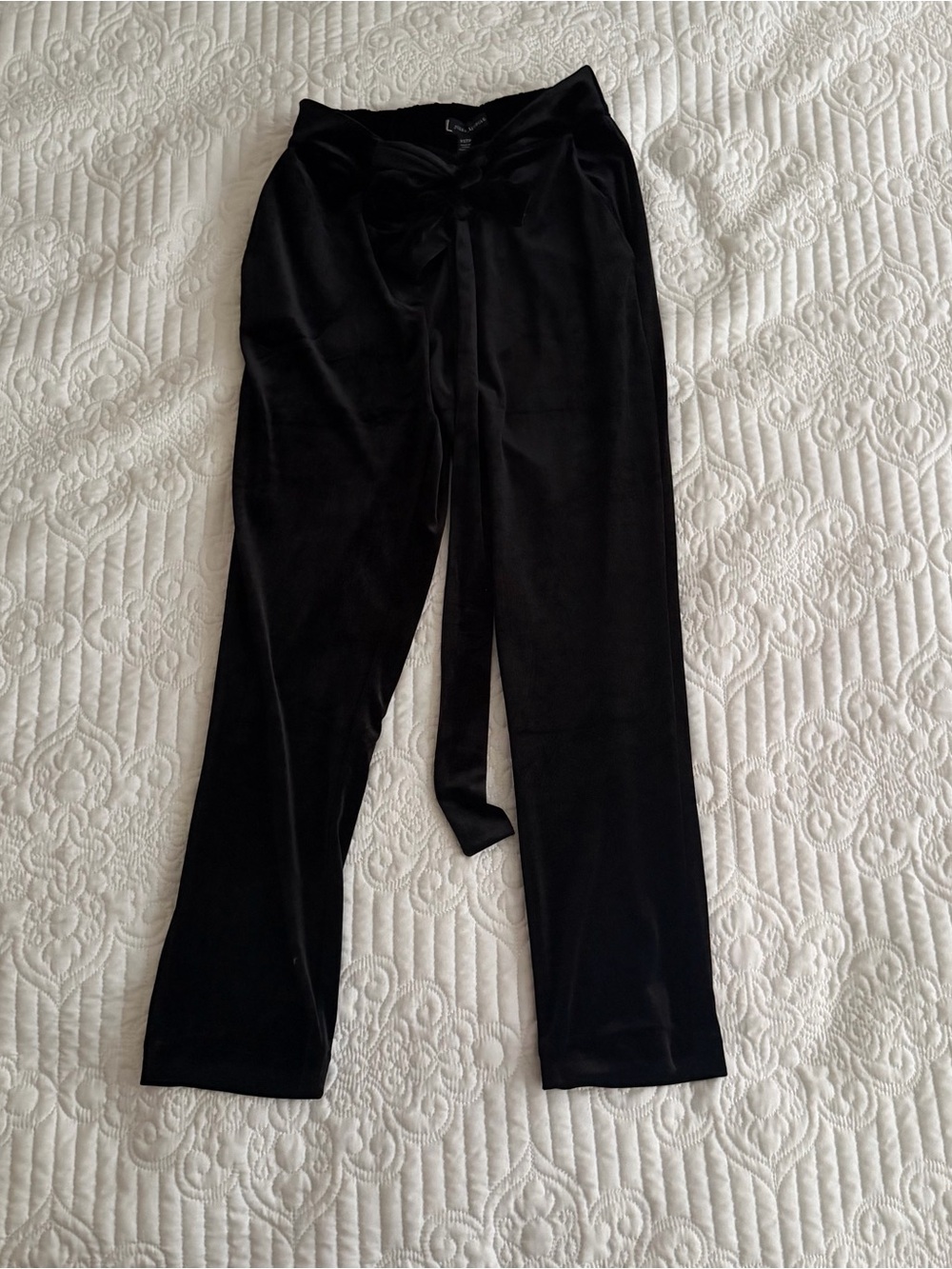 Jules & Leopold Black Velvet Tie-Waist Wide Leg Pants Size Extra Small